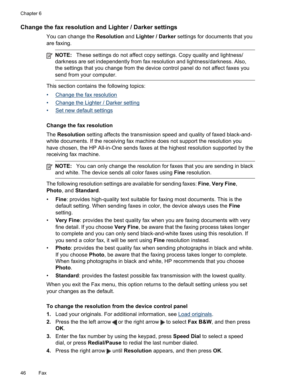 Change the fax resolution | HP Officejet J4680 User Manual | Page 50 / 196