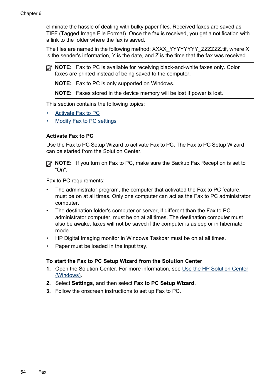 Activate fax to pc | HP Officejet J4680 User Manual | Page 58 / 196