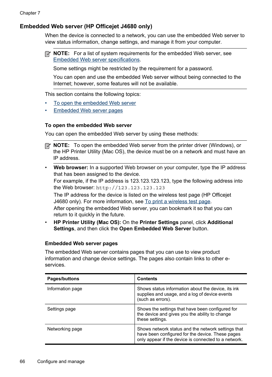 Embedded web server (hp officejet j4680 only), To open the embedded web server | HP Officejet J4680 User Manual | Page 70 / 196