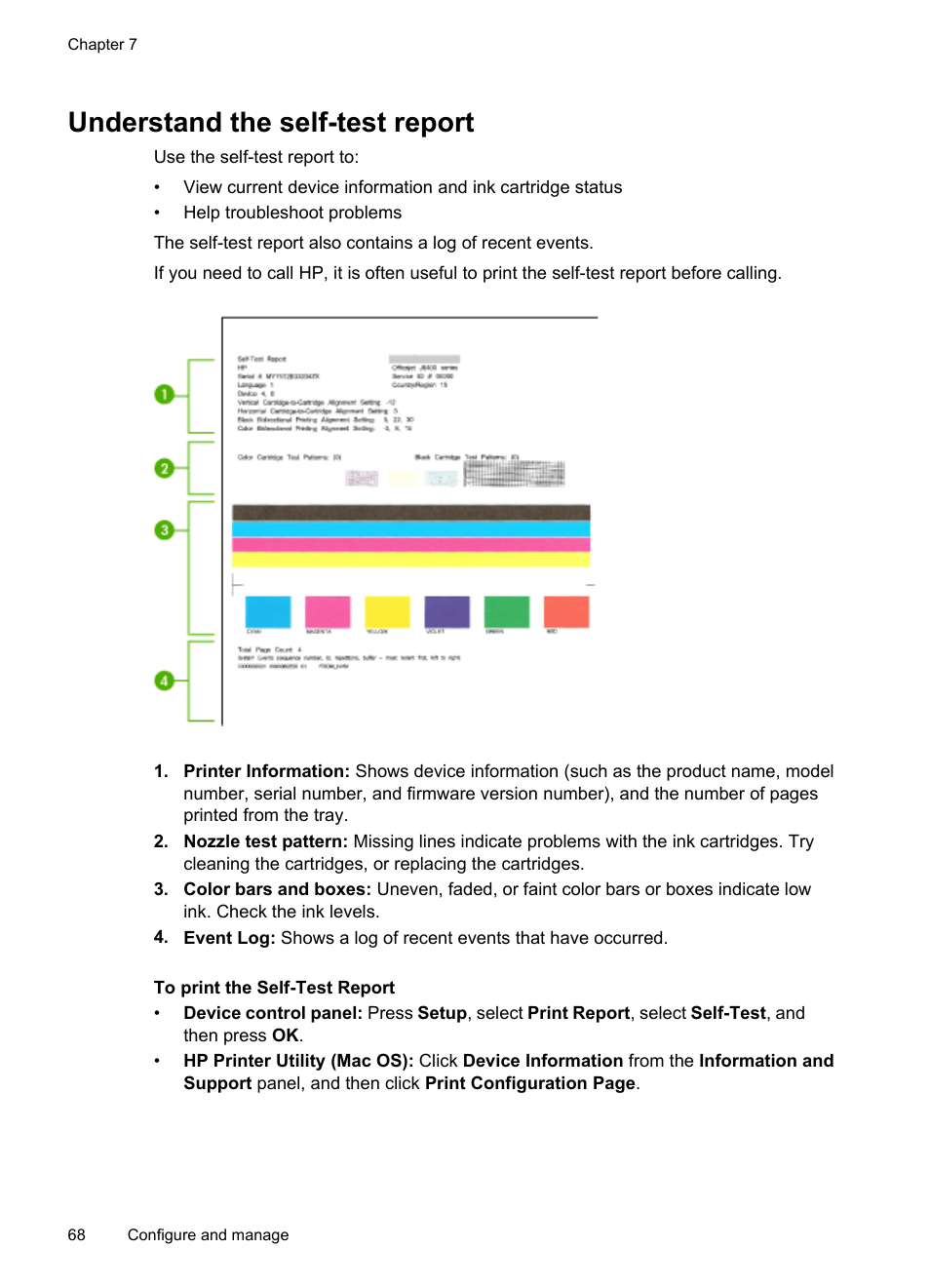 Understand the self-test report | HP Officejet J4680 User Manual | Page 72 / 196