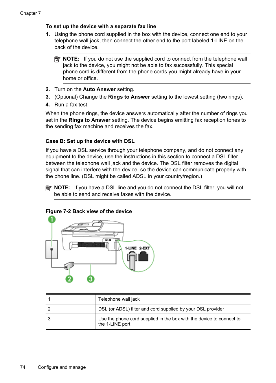 Case b: set up the device with dsl | HP Officejet J4680 User Manual | Page 78 / 196