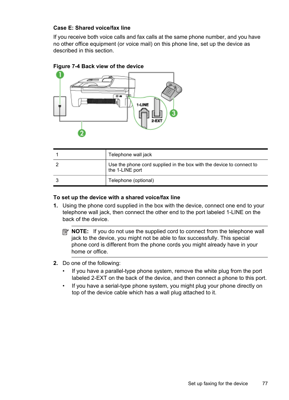 Case e: shared voice/fax line | HP Officejet J4680 User Manual | Page 81 / 196