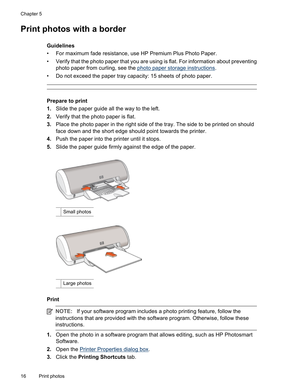 Print photos with a border, Border | HP Deskjet D1420 Printer User Manual | Page 18 / 88