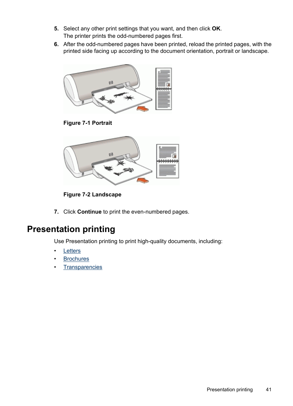 Presentation printing | HP Deskjet D1420 Printer User Manual | Page 43 / 88