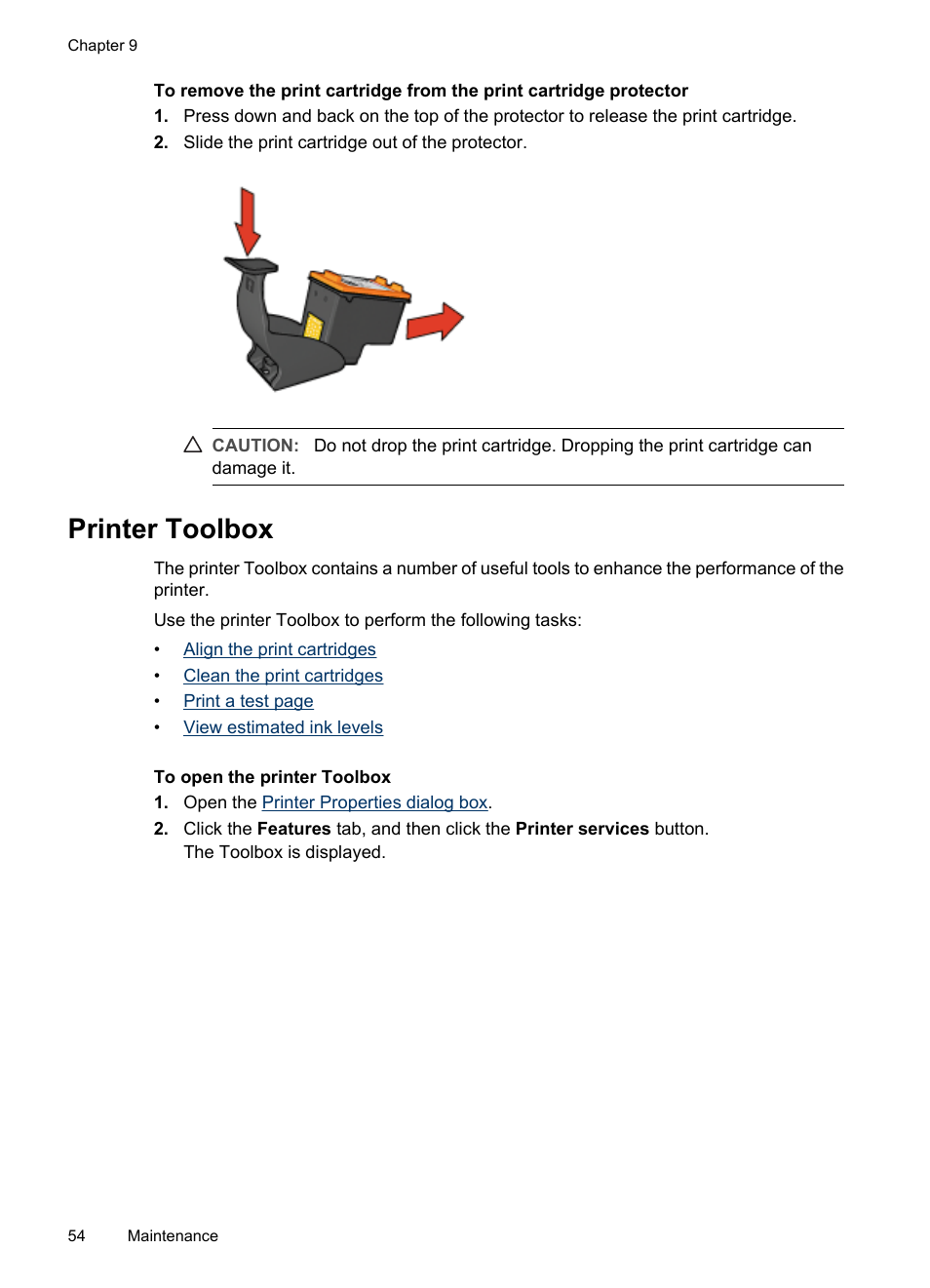 Printer toolbox, Toolbox | HP Deskjet D1420 Printer User Manual | Page 56 / 88