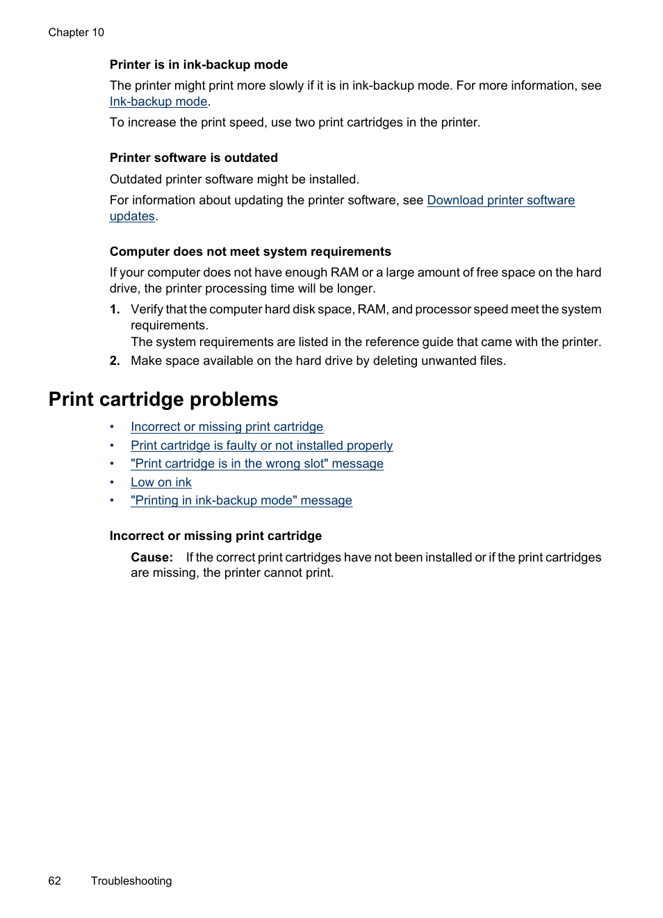 Print cartridge problems, Incorrect or missing print cartridge, Incorrect or missing print | Cartridge | HP Deskjet D1420 Printer User Manual | Page 64 / 88