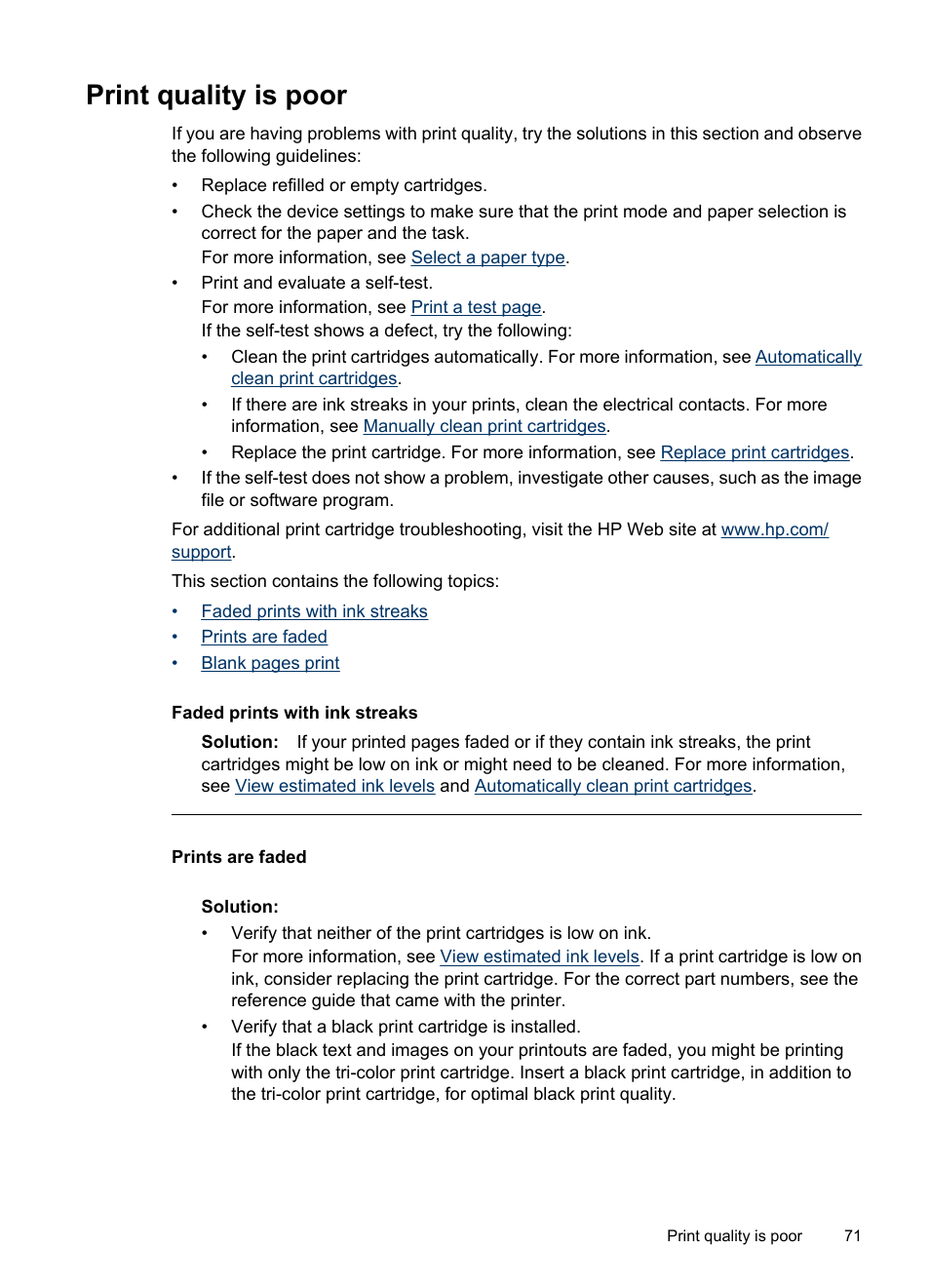 Print quality is poor | HP Deskjet D1420 Printer User Manual | Page 73 / 88