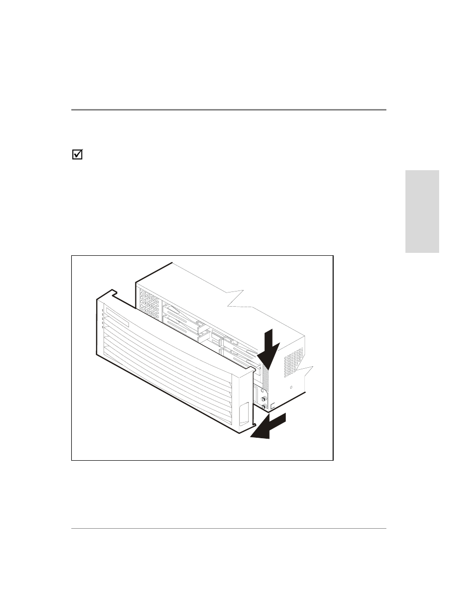 Front cover removal/replacement | HP Surestore Disk Array 12h and FC60 User Manual | Page 397 / 466