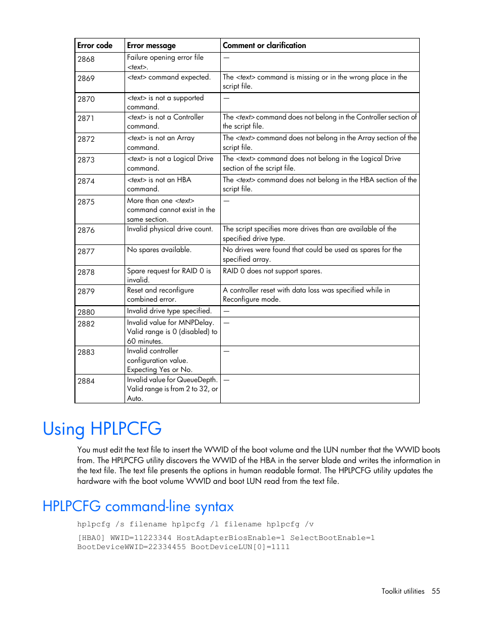 Using hplpcfg, Hplpcfg command-line syntax | HP Linux Server Management Software User Manual | Page 55 / 72