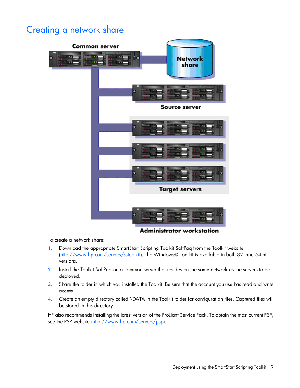 Creating a network share | HP Linux Server Management Software User Manual | Page 9 / 72