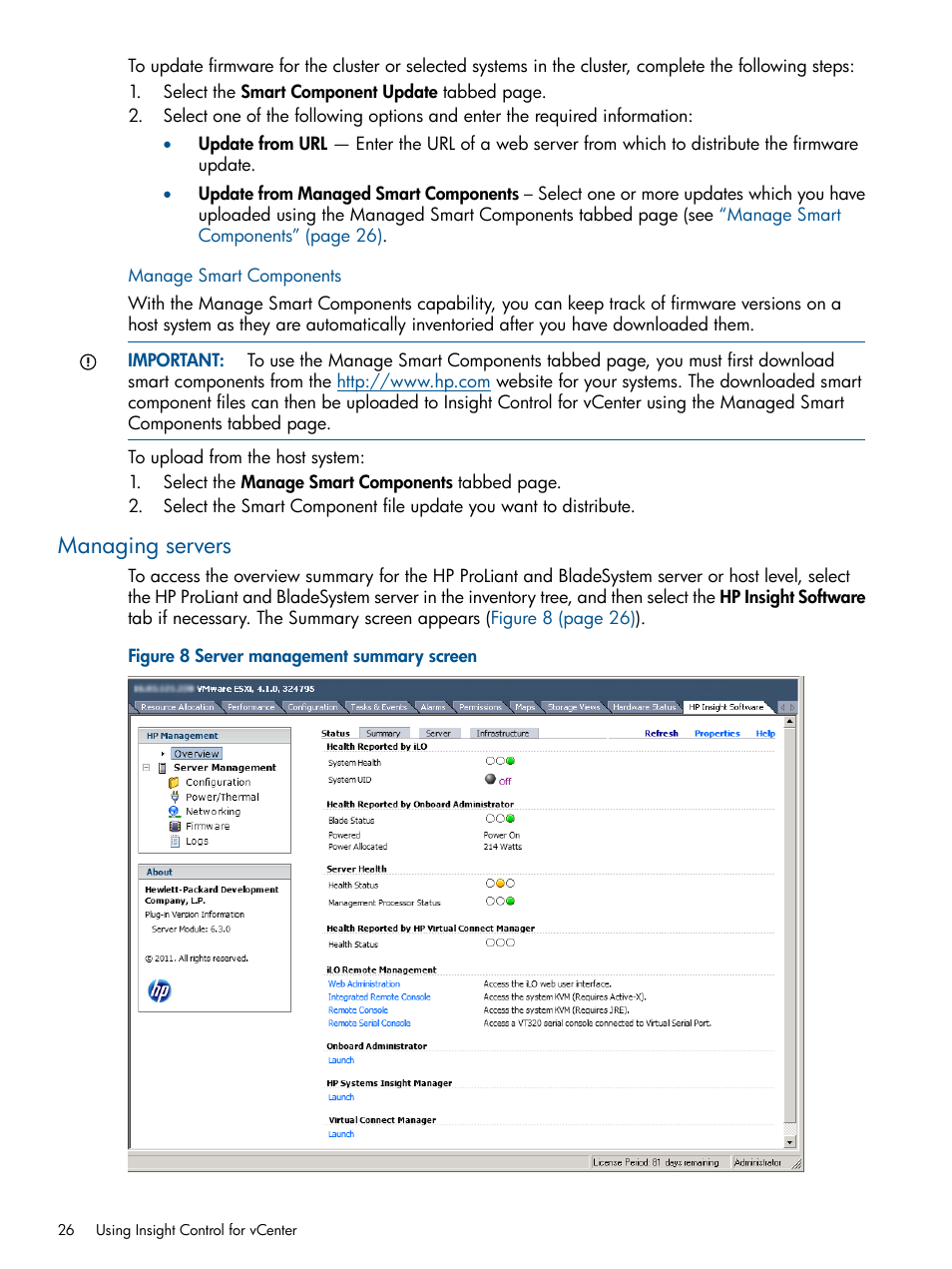 Managing servers | HP OneView for VMware vCenter User Manual | Page 26 / 92