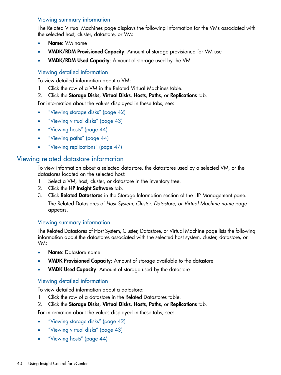 Viewing related datastore information | HP OneView for VMware vCenter User Manual | Page 40 / 92