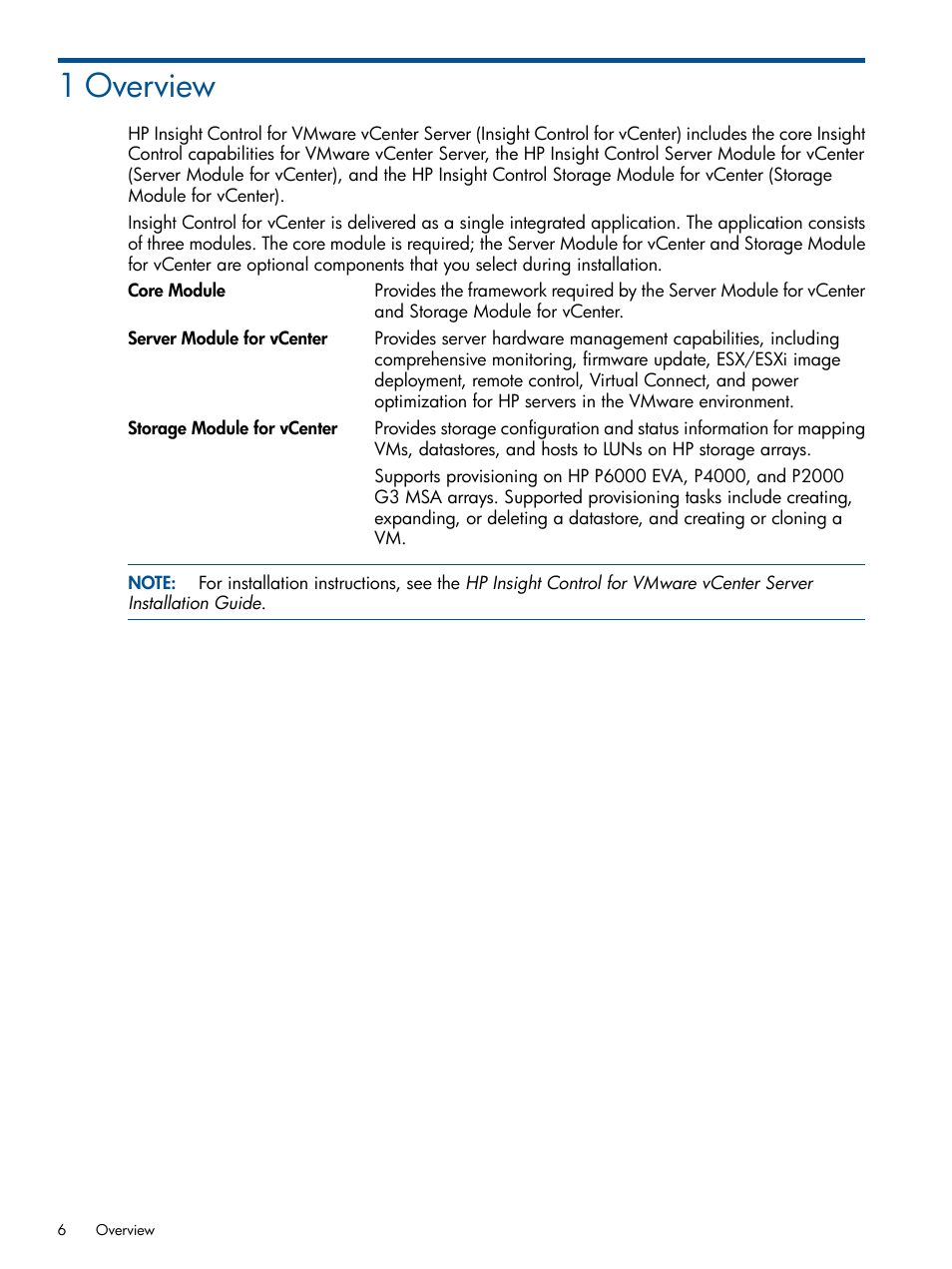 1 overview | HP OneView for VMware vCenter User Manual | Page 6 / 92