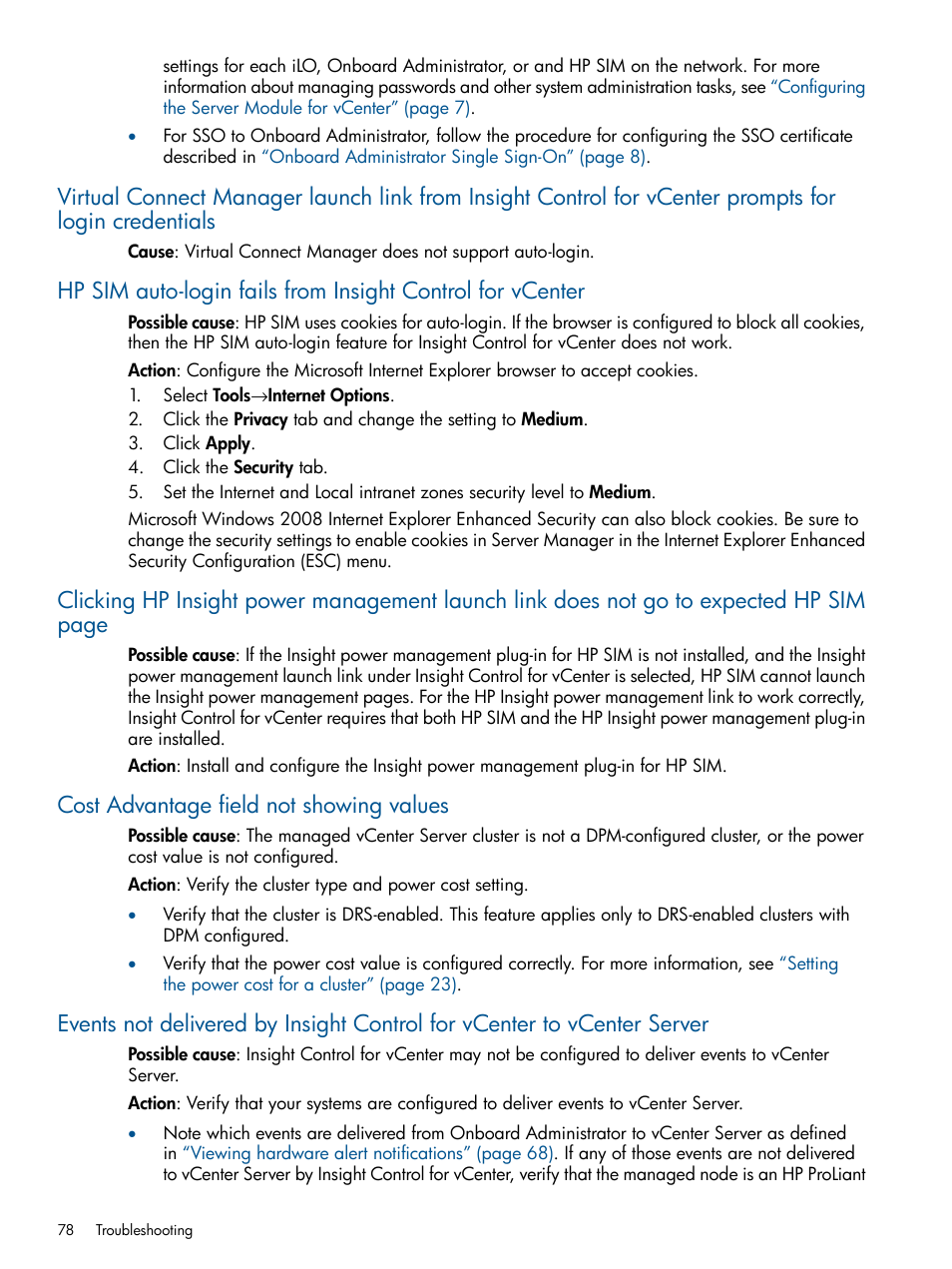 Cost advantage field not showing values | HP OneView for VMware vCenter User Manual | Page 78 / 92