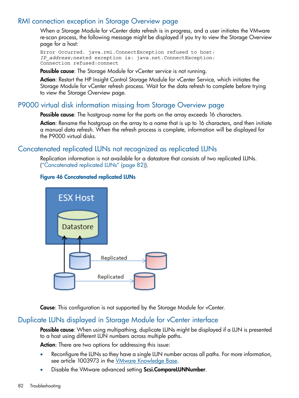 Rmi connection exception in storage overview page | HP OneView for VMware vCenter User Manual | Page 82 / 92