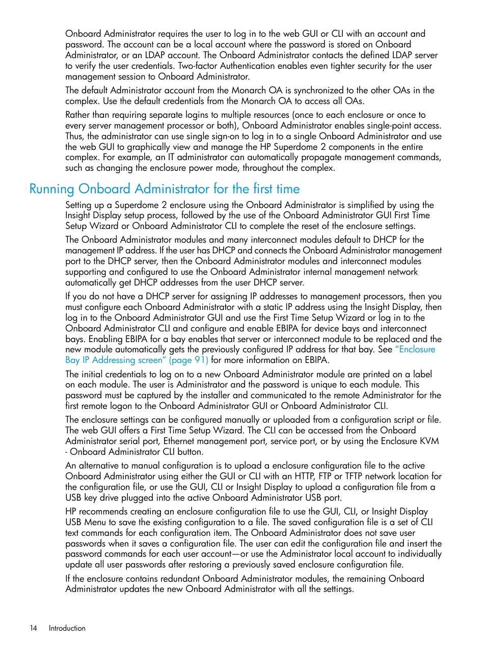 Running onboard administrator for the first time | HP Integrity Superdome 2 Server User Manual | Page 14 / 197