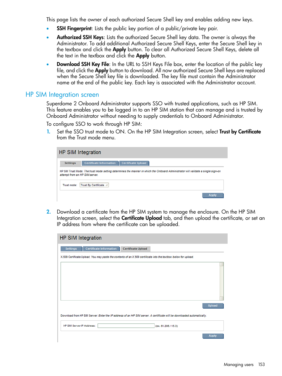 Hp sim integration screen | HP Integrity Superdome 2 Server User Manual | Page 153 / 197