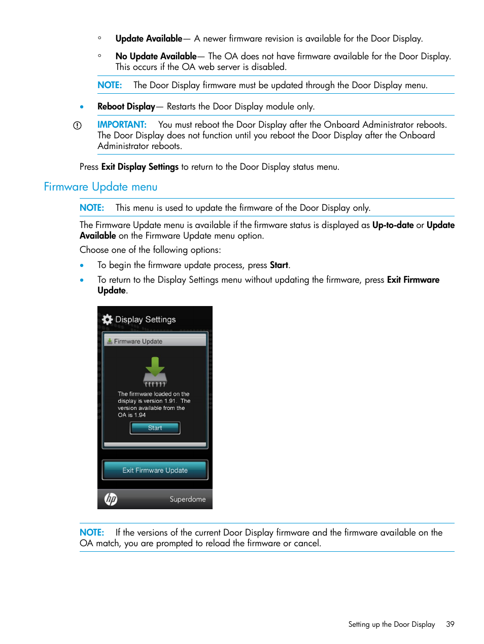 Firmware update menu | HP Integrity Superdome 2 Server User Manual | Page 39 / 197