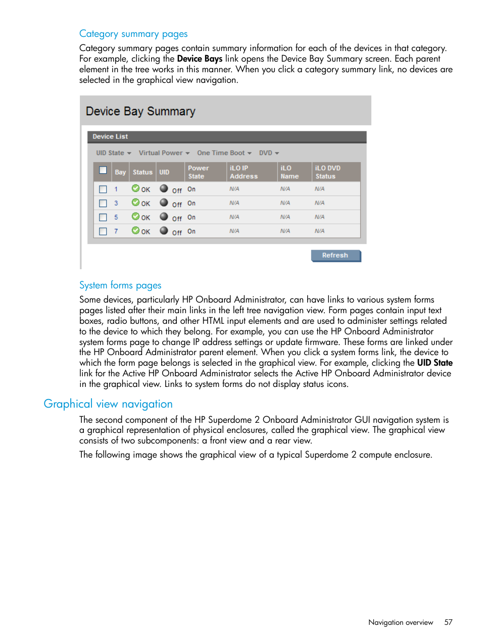 Graphical view navigation | HP Integrity Superdome 2 Server User Manual | Page 57 / 197