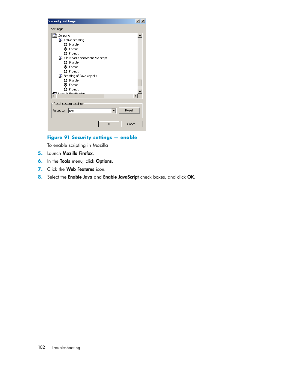 91 security settings — enable | HP StorageWorks 1000i Virtual Library System User Manual | Page 102 / 122