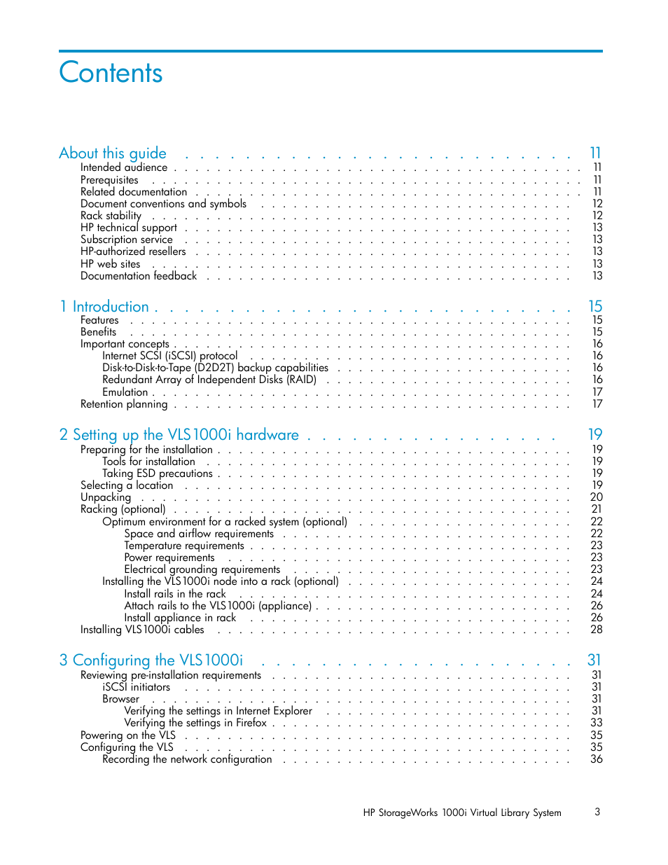 HP StorageWorks 1000i Virtual Library System User Manual | Page 3 / 122