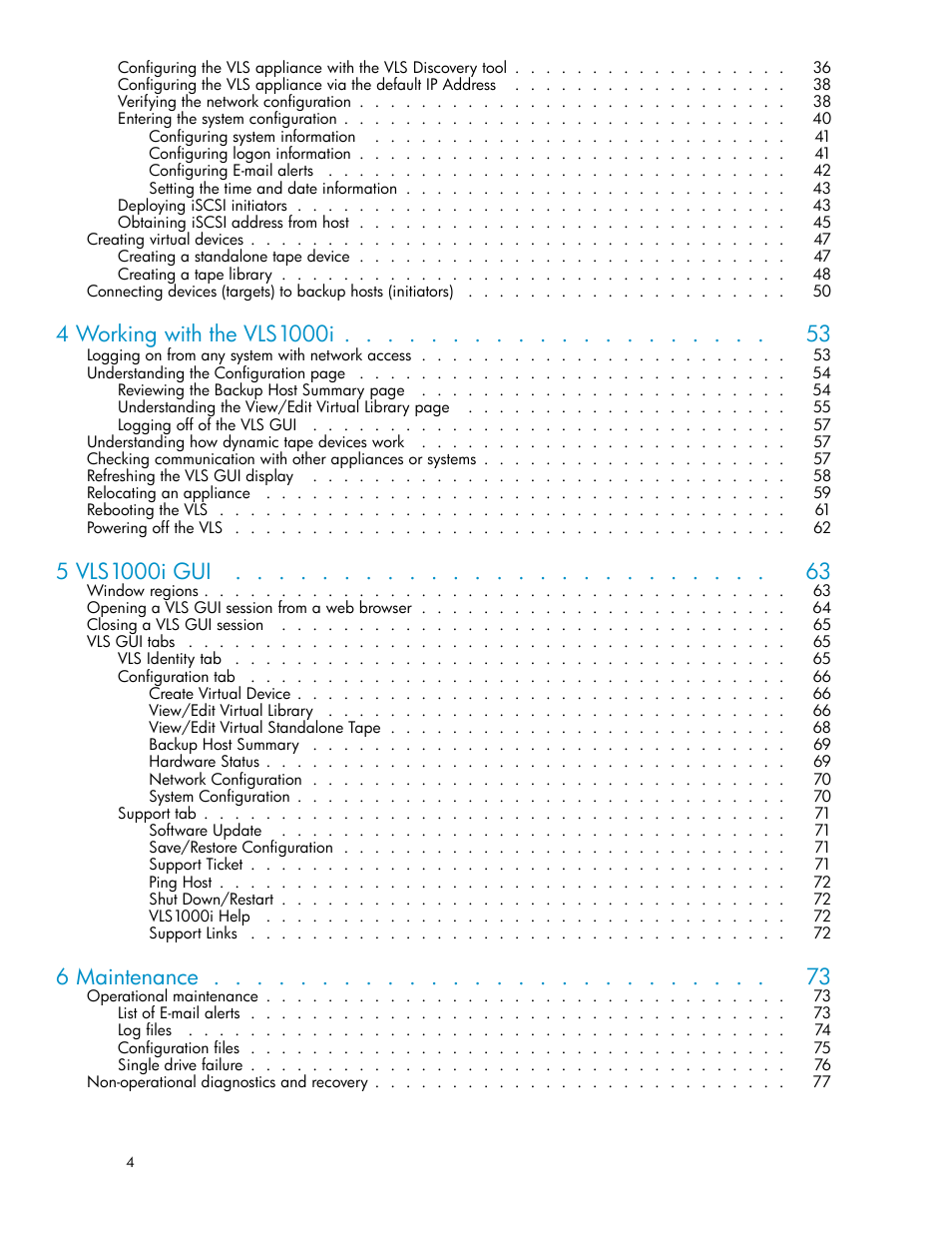 6 maintenance | HP StorageWorks 1000i Virtual Library System User Manual | Page 4 / 122