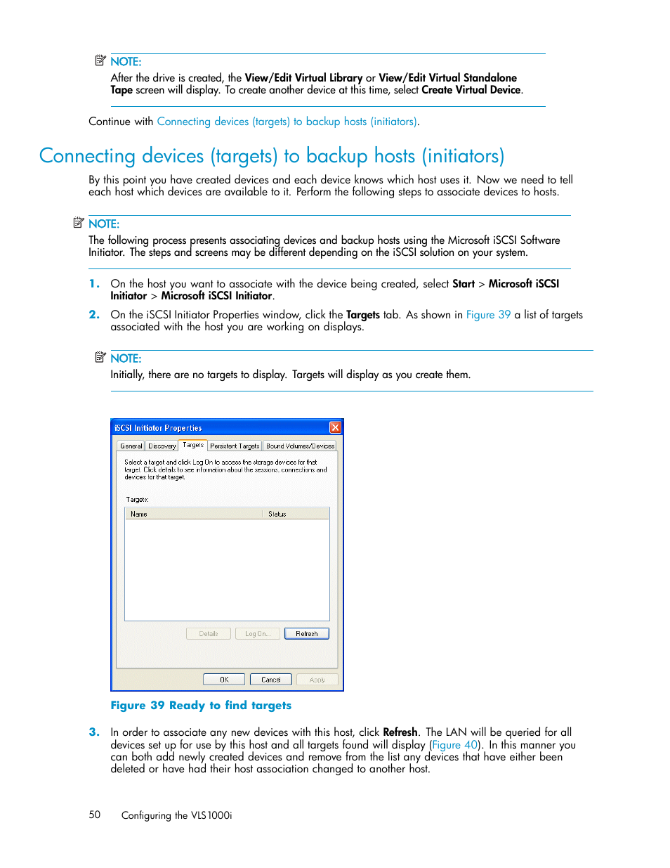 Ready to ﬁnd targets | HP StorageWorks 1000i Virtual Library System User Manual | Page 50 / 122