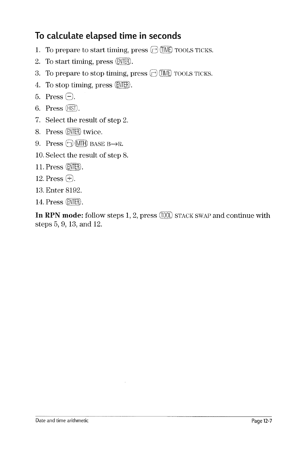 To display system time, To convert system time to hms time, System time | HP 49g Graphing Calculator User Manual | Page 115 / 199