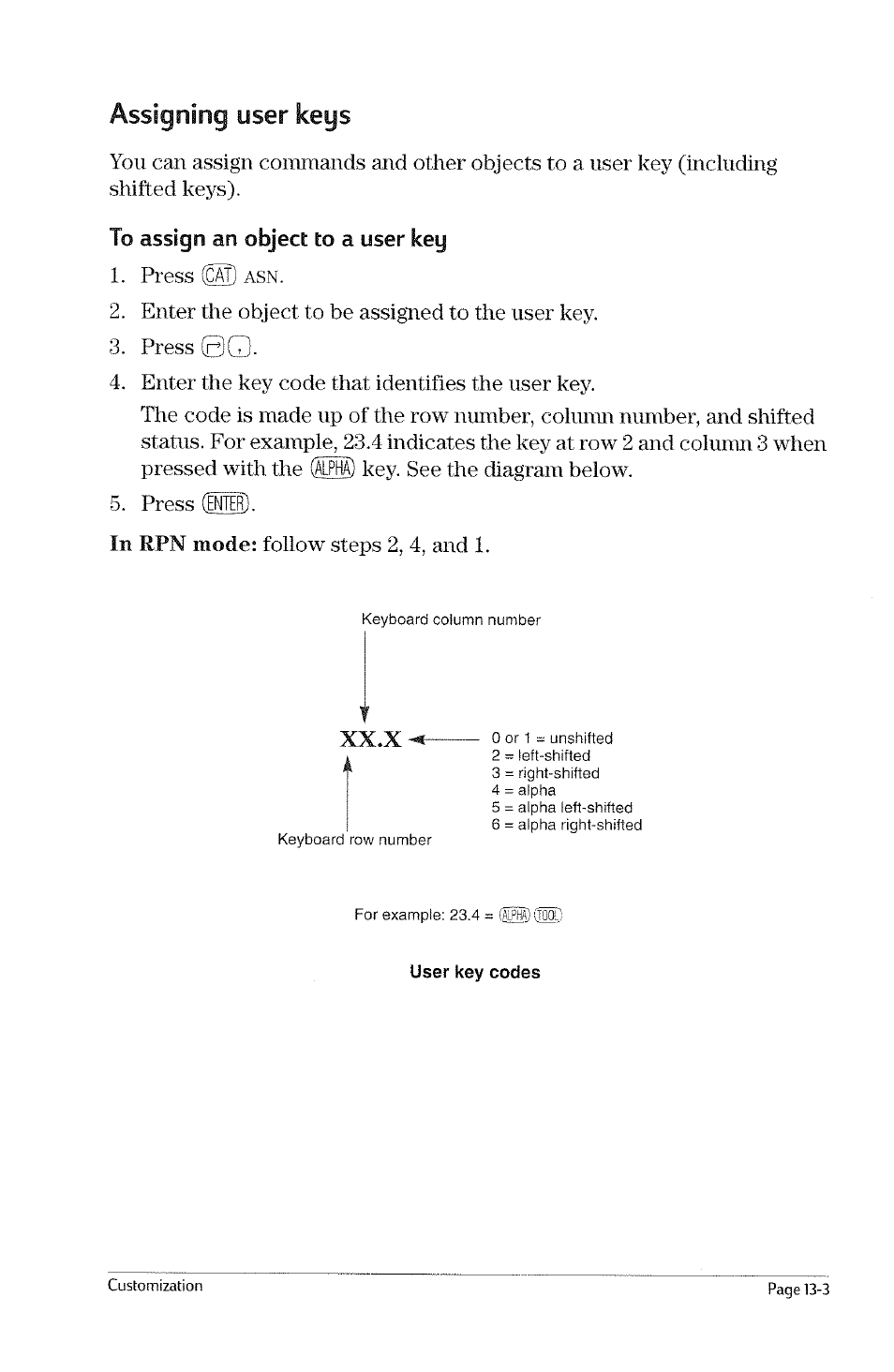 To display a custom menu, Customizing the keyboard, User mode | To activate user mode, To display a custom menu -2, Customizing the keyboard -2, User mode -2, To activate user mode -2, 0 (yss), 0 (dss) | HP 49g Graphing Calculator User Manual | Page 119 / 199