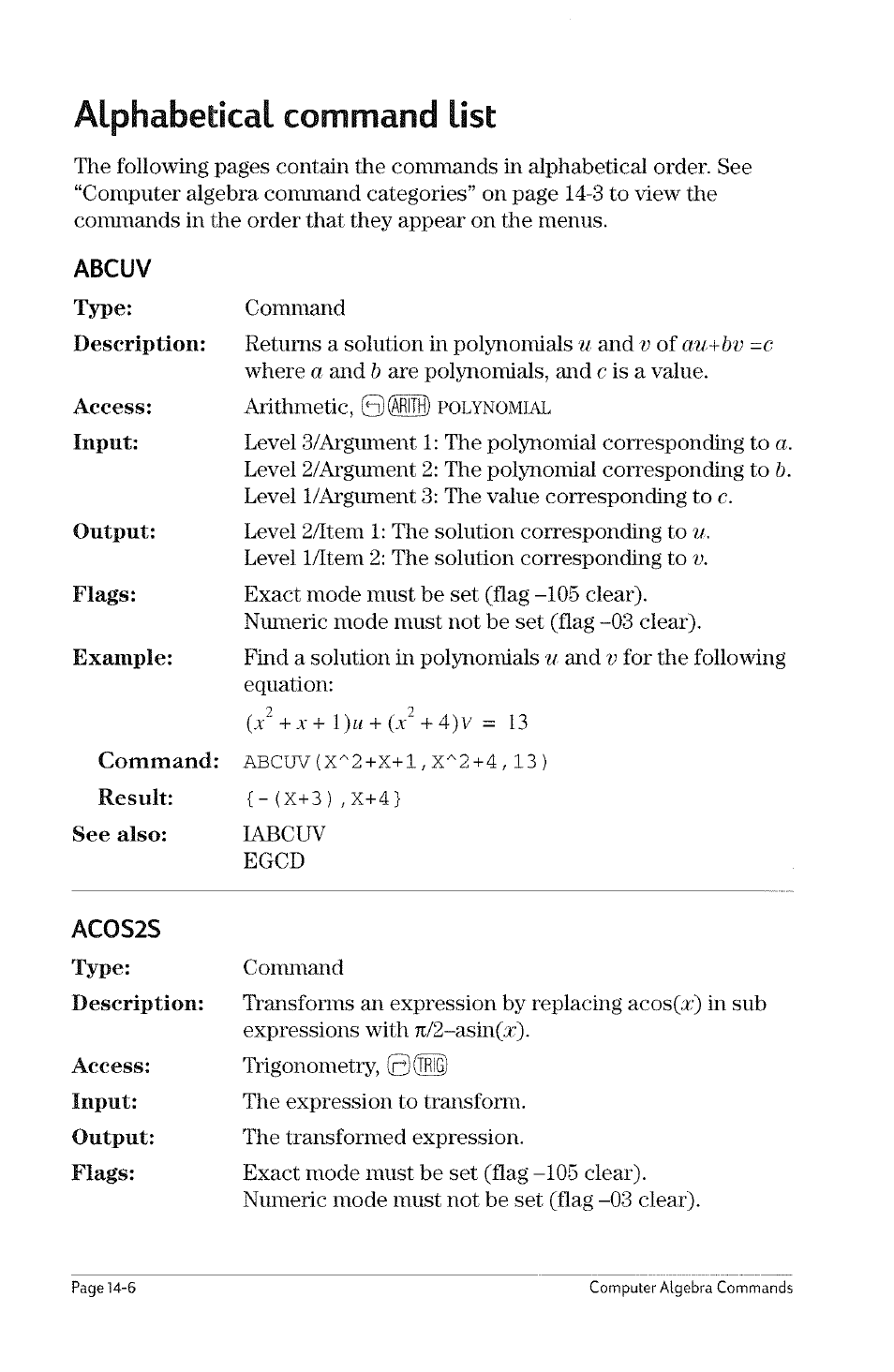 Trigonometry commands, Trigonometry commands -5 | HP 49g Graphing Calculator User Manual | Page 128 / 199