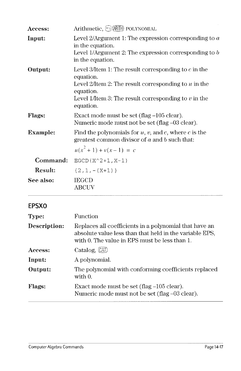 Divpc, Egcd | HP 49g Graphing Calculator User Manual | Page 139 / 199