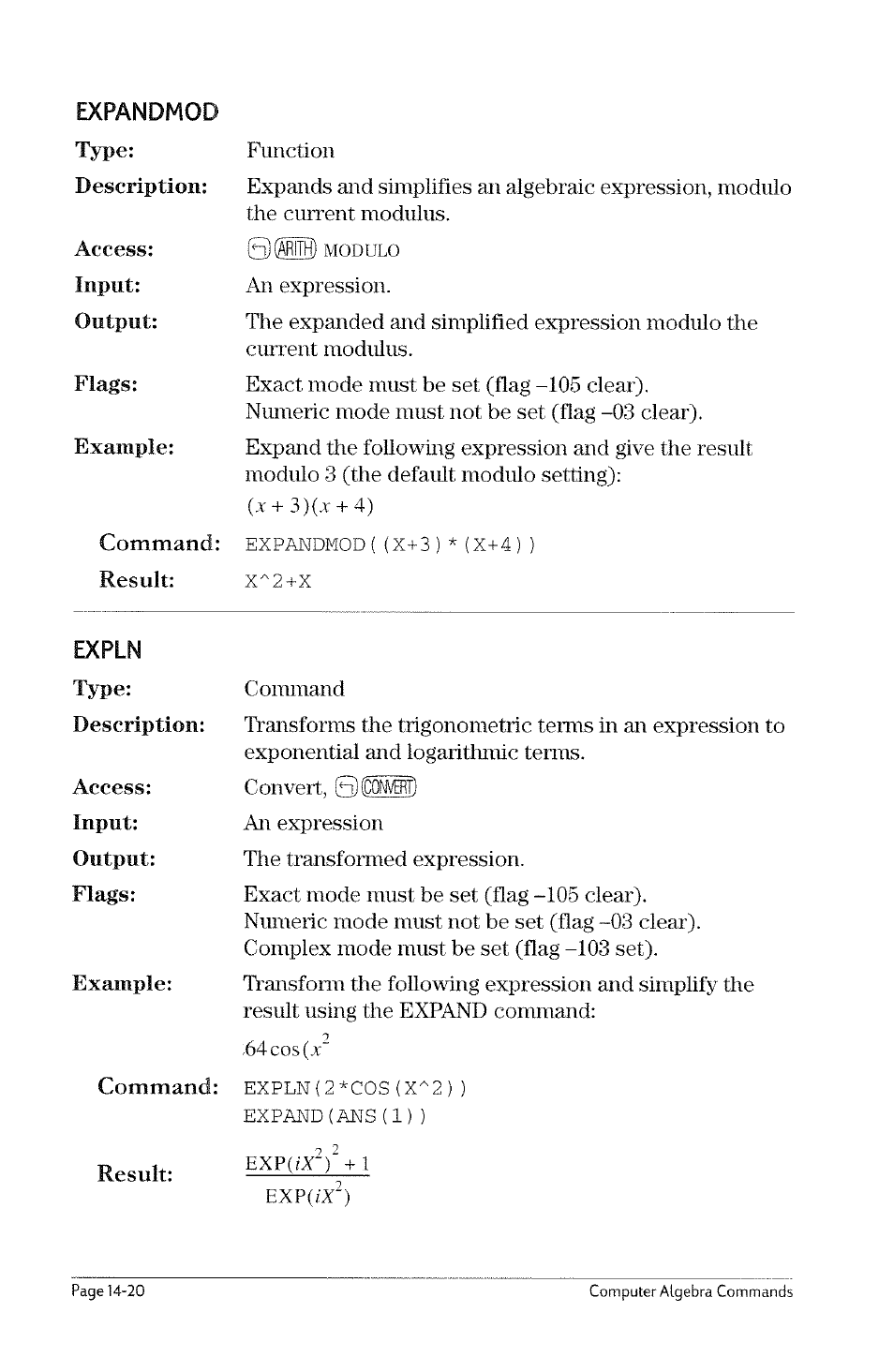 Expan, Expand | HP 49g Graphing Calculator User Manual | Page 142 / 199