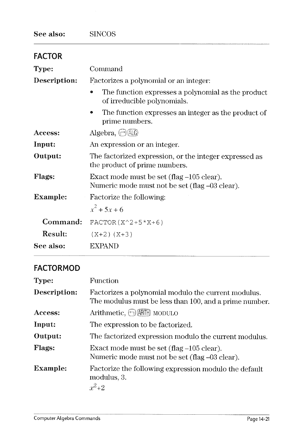 Expandmod | HP 49g Graphing Calculator User Manual | Page 143 / 199