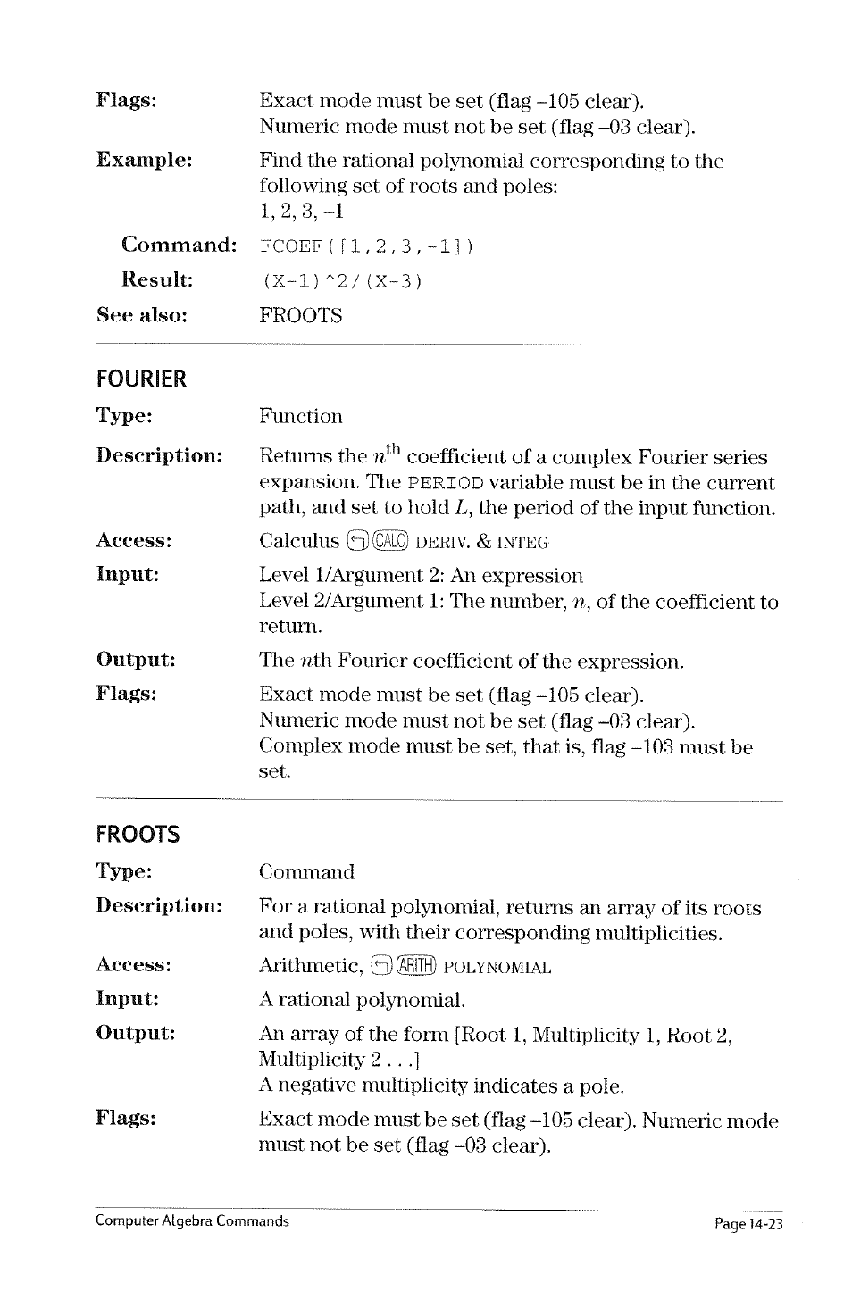 Factors, Fcoef | HP 49g Graphing Calculator User Manual | Page 145 / 199