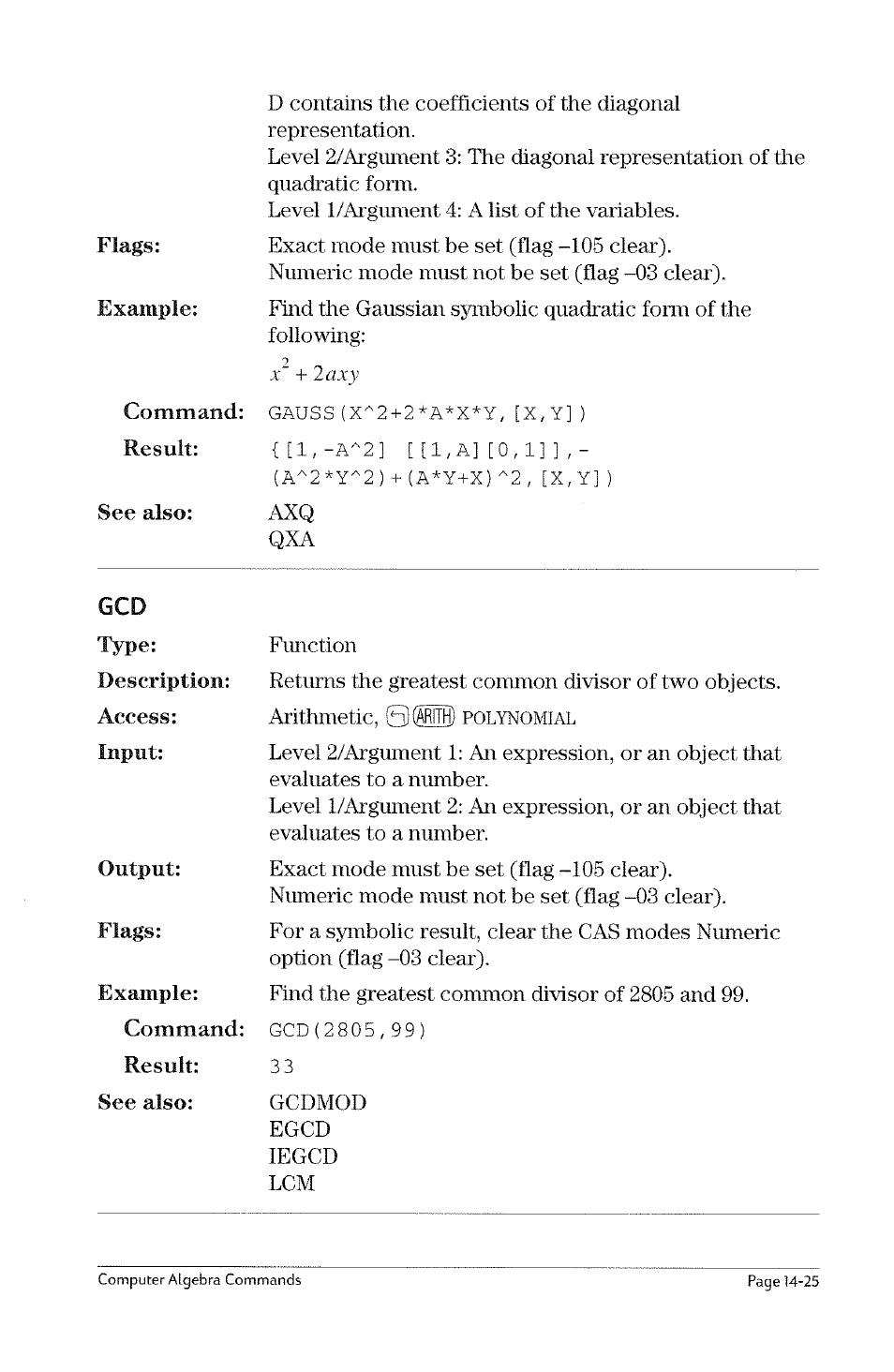 Fxnd, Result, Gauss | HP 49g Graphing Calculator User Manual | Page 147 / 199