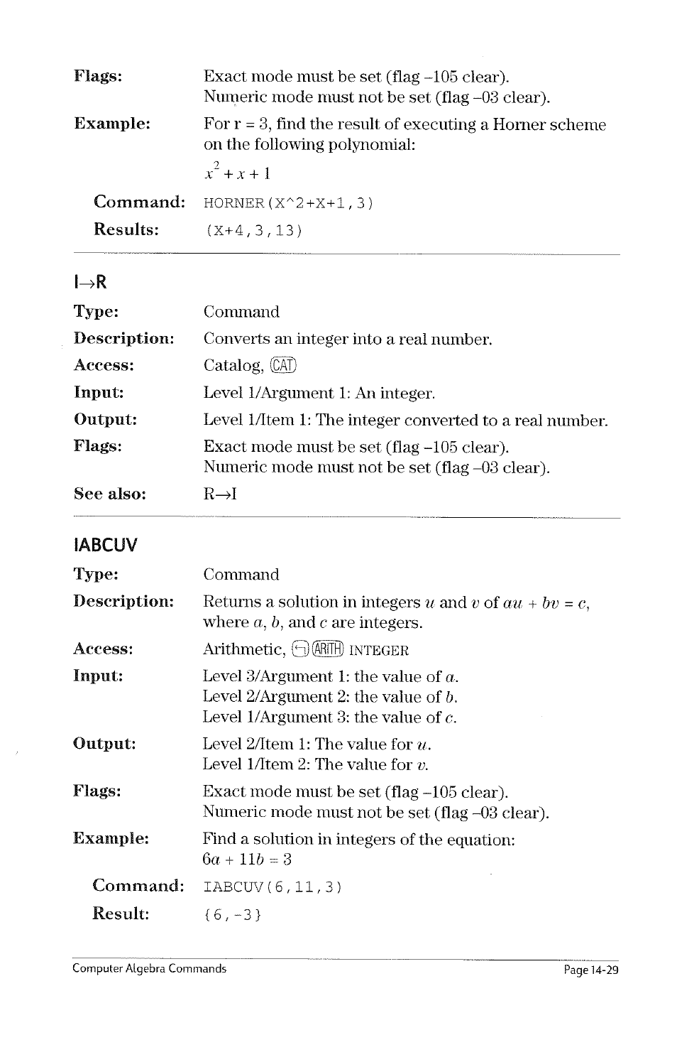 Hilbert, Horner | HP 49g Graphing Calculator User Manual | Page 151 / 199