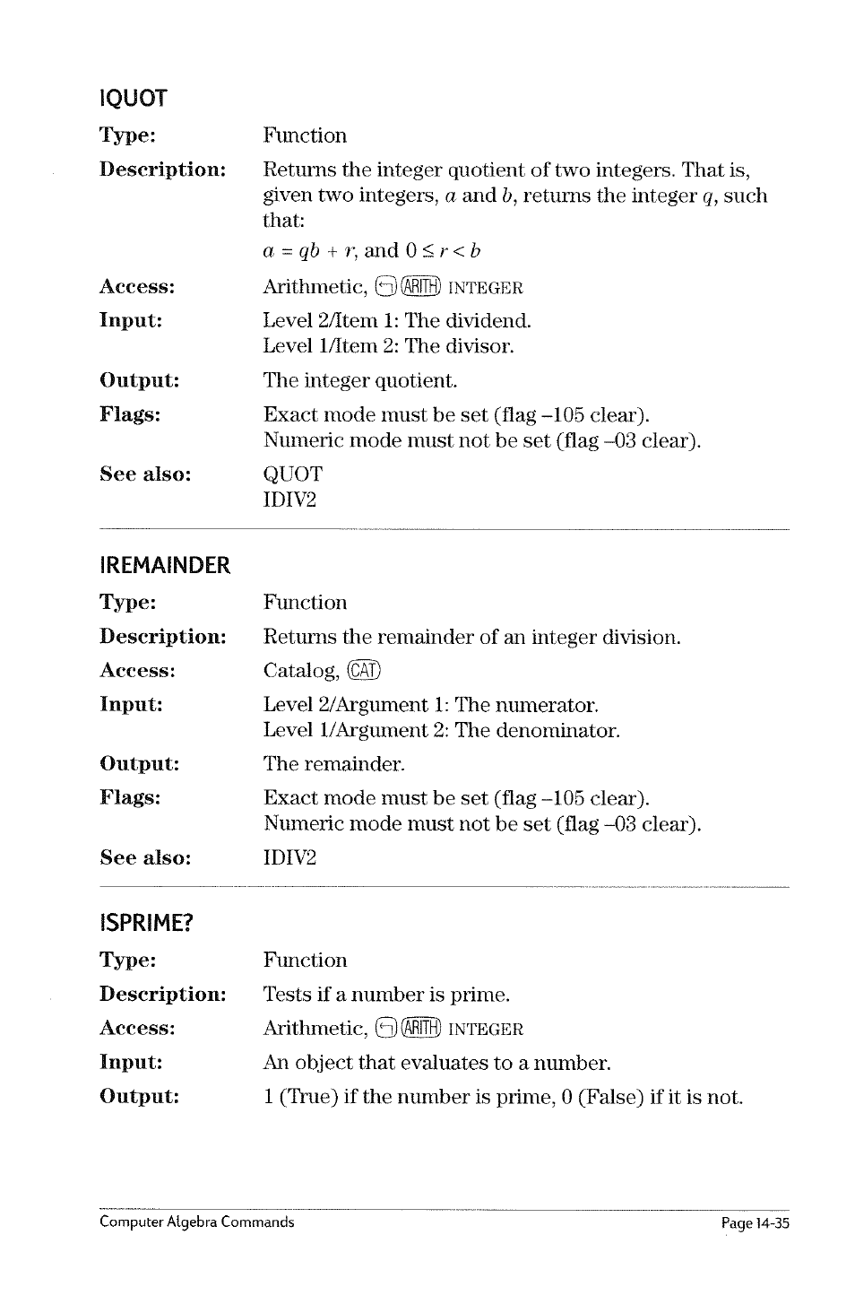 Intvx, Invmod | HP 49g Graphing Calculator User Manual | Page 157 / 199