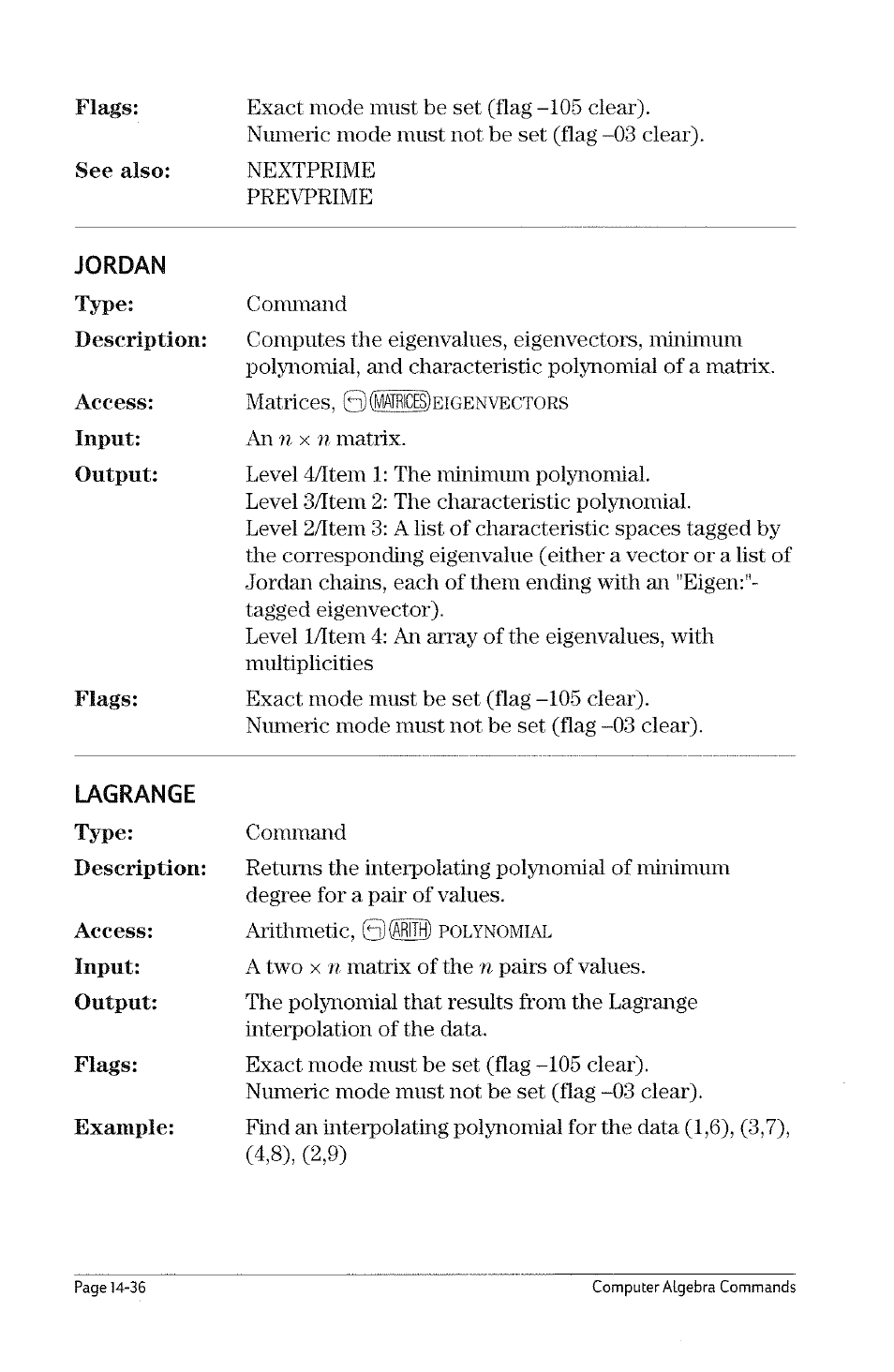 Iquot, Iremainder, Isprime | HP 49g Graphing Calculator User Manual | Page 158 / 199