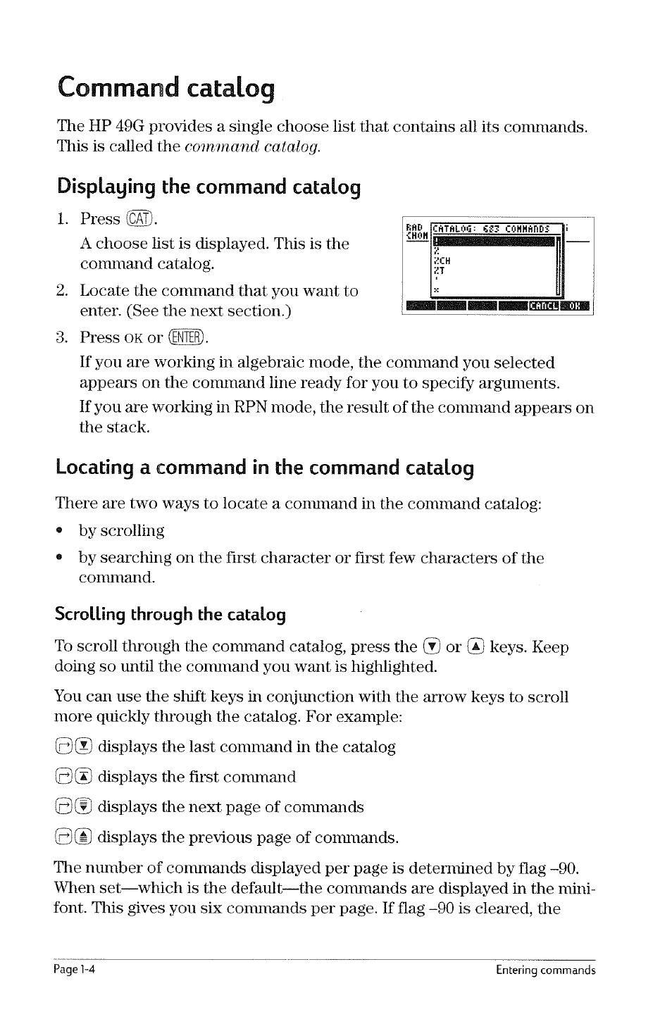 Entering a command from a function key menu, Entering a command from a sub-menu -3 | HP 49g Graphing Calculator User Manual | Page 16 / 199