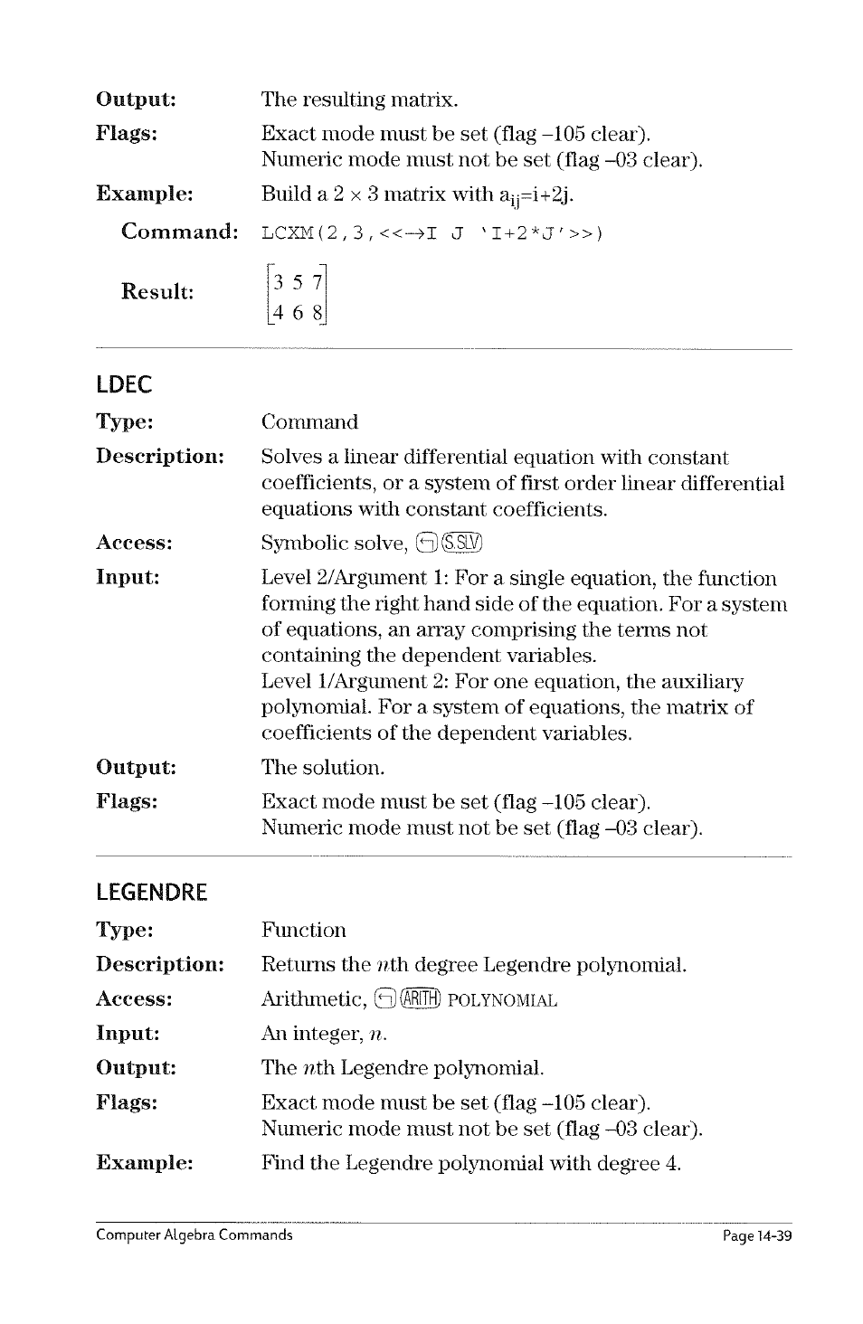 Lcxm | HP 49g Graphing Calculator User Manual | Page 161 / 199