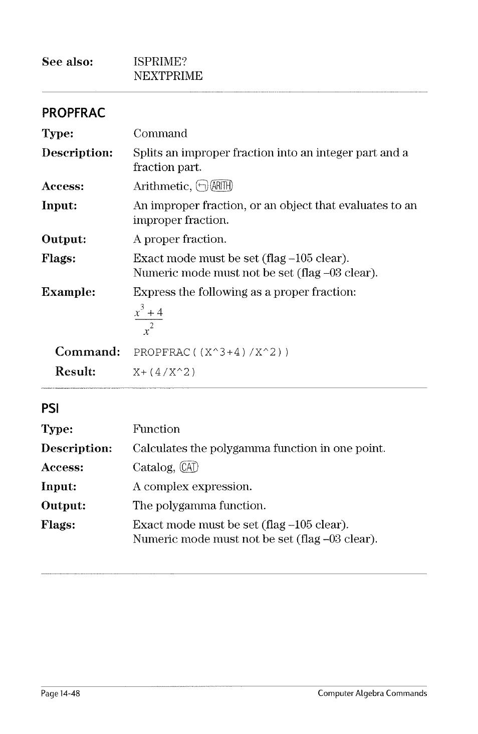 Preval, Prevprime | HP 49g Graphing Calculator User Manual | Page 170 / 199