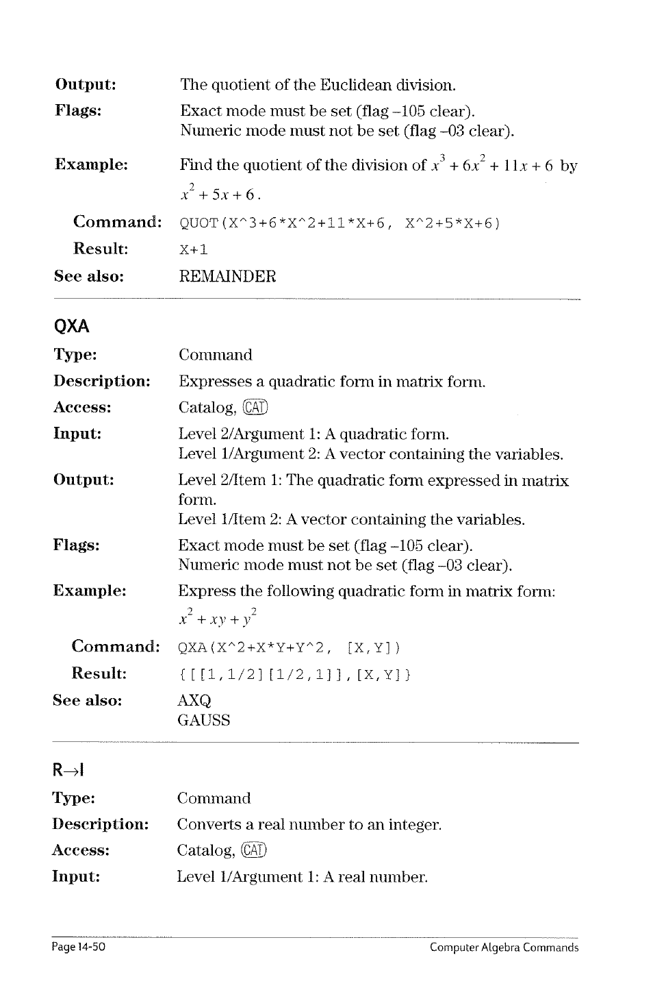 Ptayl, Quot | HP 49g Graphing Calculator User Manual | Page 172 / 199