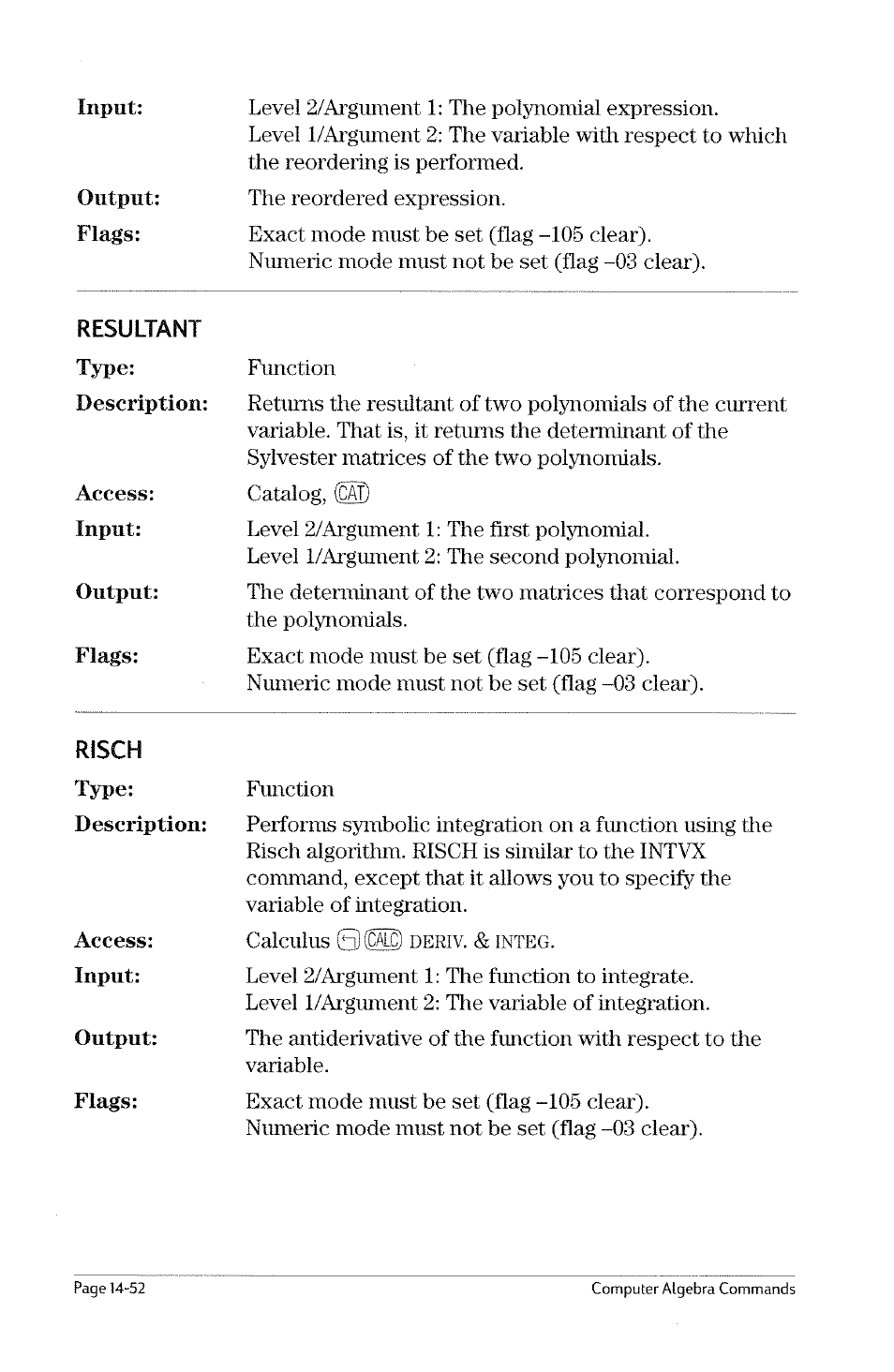 Remainder, Reorder | HP 49g Graphing Calculator User Manual | Page 174 / 199