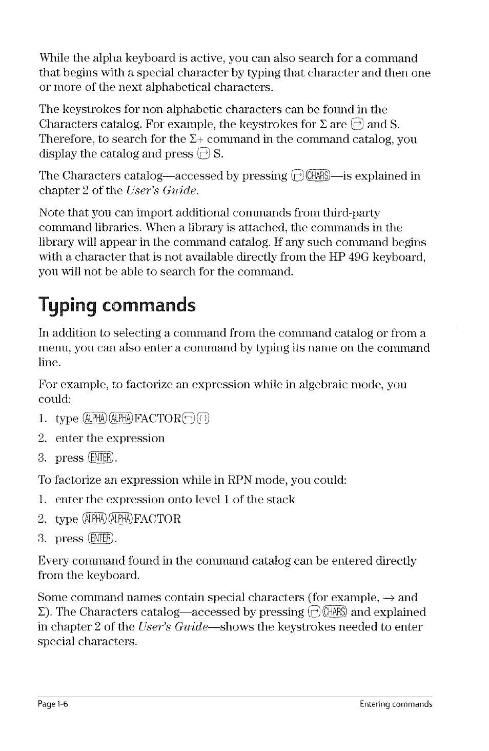 Searching for a command in the command catalog | HP 49g Graphing Calculator User Manual | Page 18 / 199