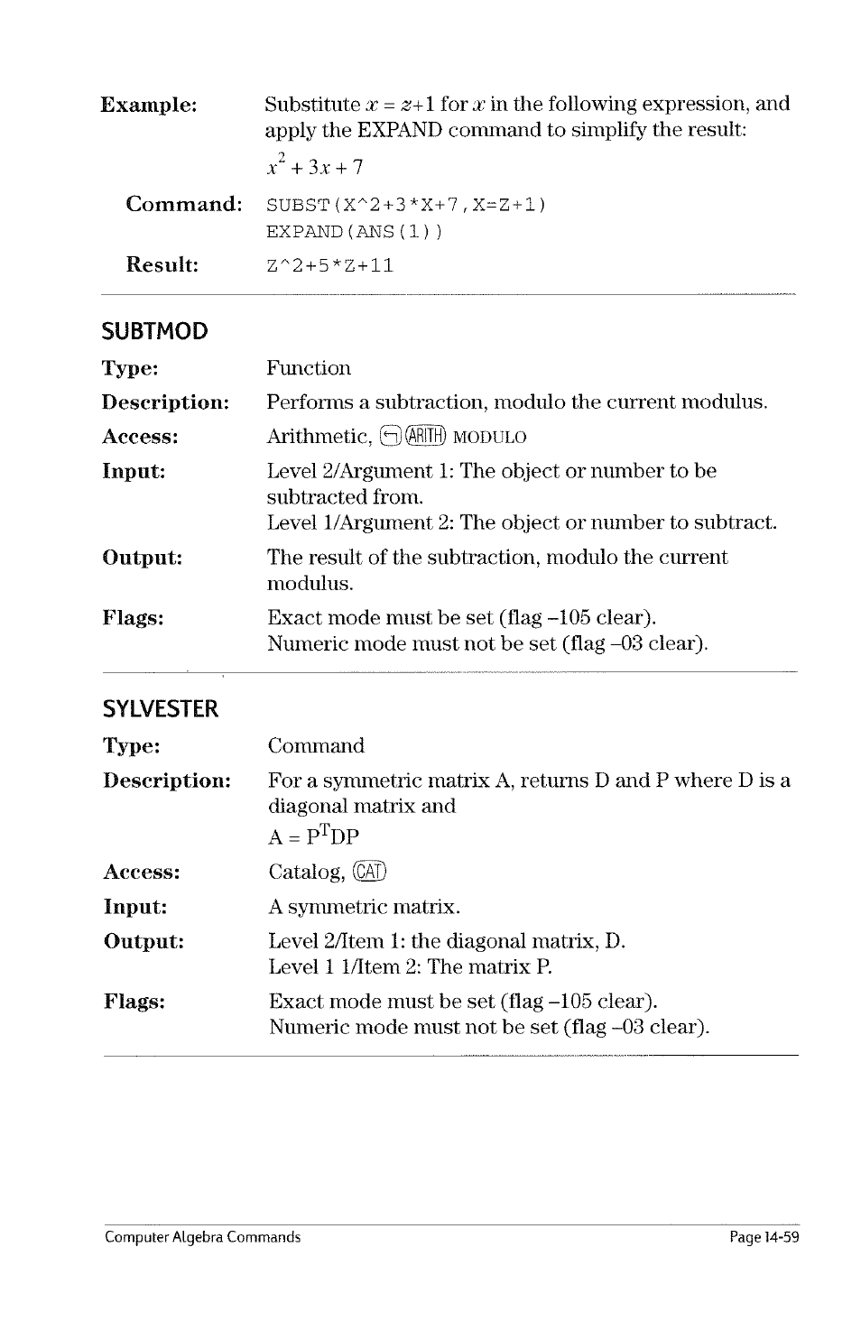 Solvevx, Subst | HP 49g Graphing Calculator User Manual | Page 181 / 199