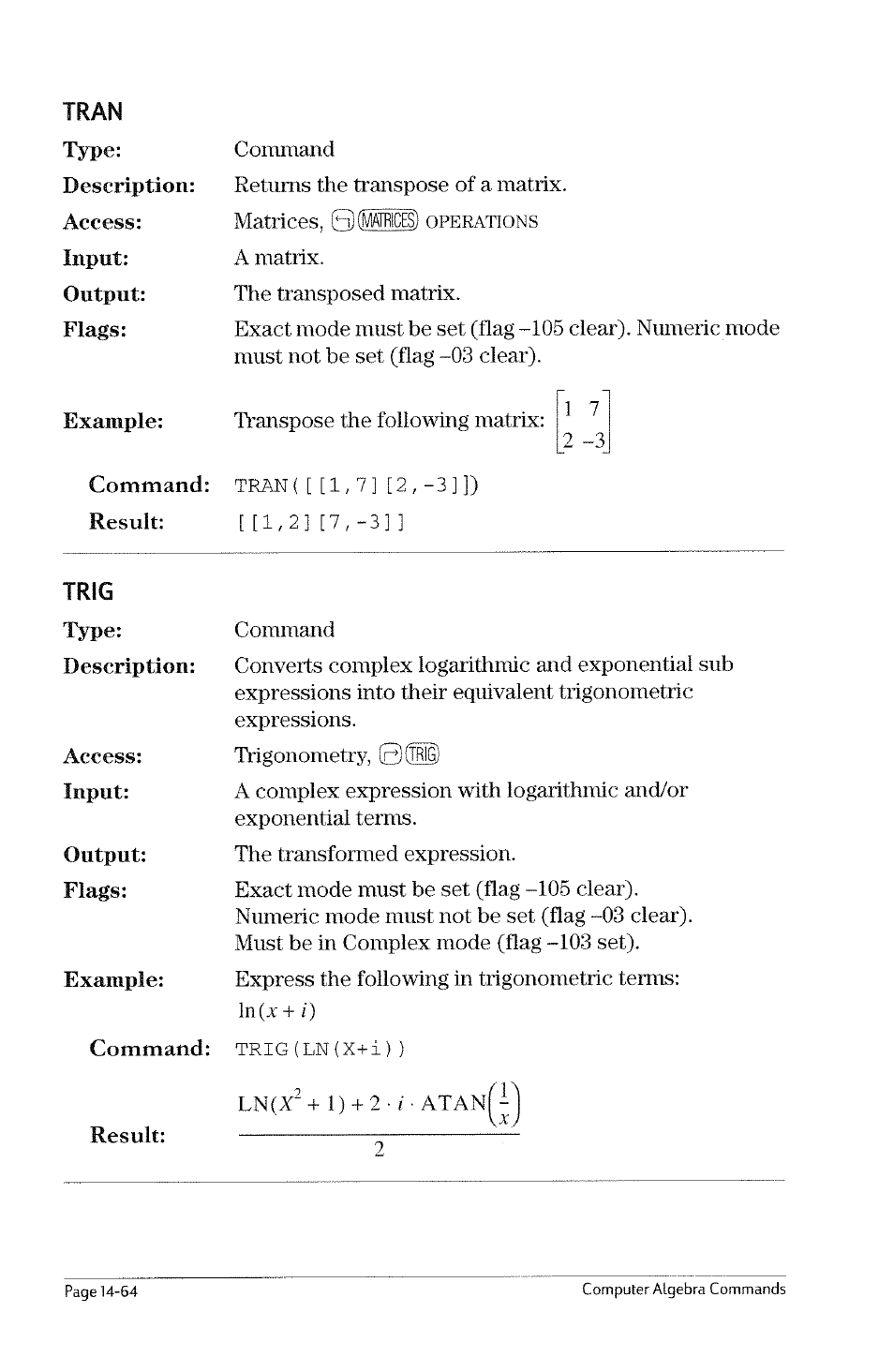 Texpand | HP 49g Graphing Calculator User Manual | Page 186 / 199