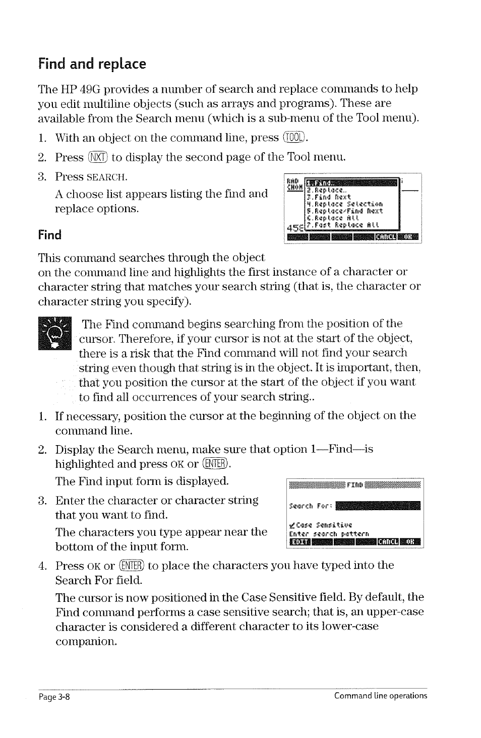 Evaluating components of the command line, Suspending editing | HP 49g Graphing Calculator User Manual | Page 30 / 199