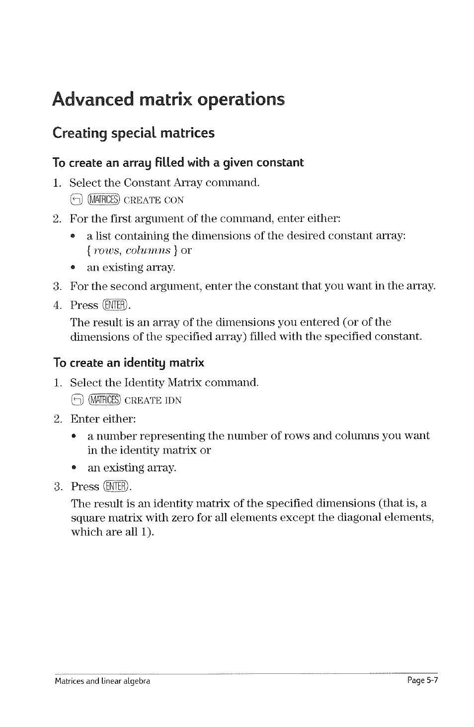 Summary of matrix writer operations | HP 49g Graphing Calculator User Manual | Page 47 / 199