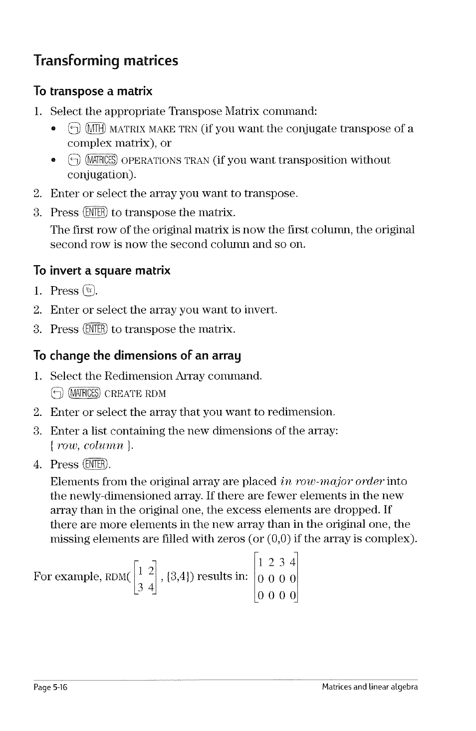 Keys (continued) description r (iwrices), R (matrices), 0 (matrices) | 0 cmatrices) | HP 49g Graphing Calculator User Manual | Page 56 / 199