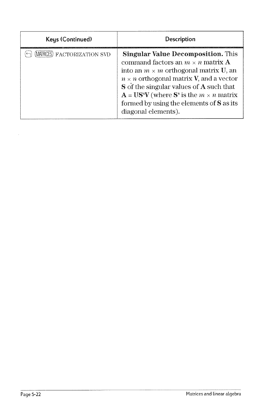 To decompose or factor a matrix, To decompose or factor a matrix -21 | HP 49g Graphing Calculator User Manual | Page 62 / 199